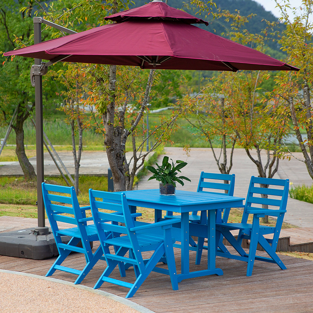 Eetset Blauw tuinmeubilair HDPE eetkamerstoel