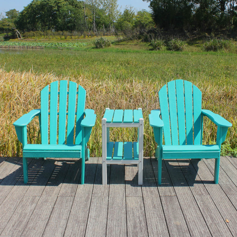 ADS 303 UV-bestendige HDPE Adirondack-stoelen voor buiten, set met bijzettafel